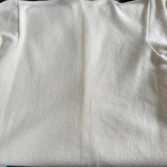 Vintage Jantzen Wool Cardigan Floral Embroidered Sweater Ivory Red Size 38 - Picture 8 of 9